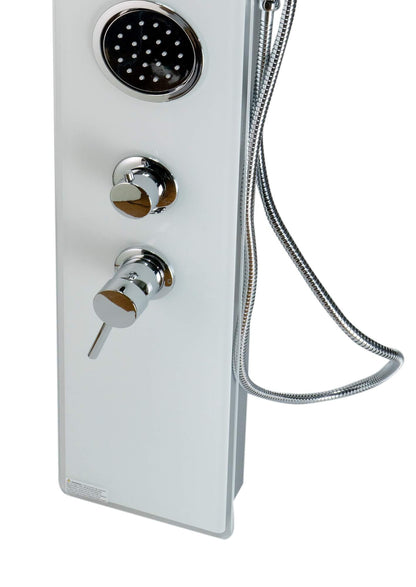 White Glass Shower Panel with 2 Body Sprays and Rain Shower Head by Alfi