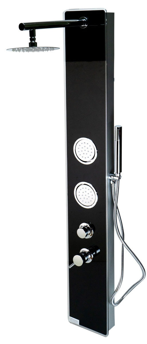 Black Glass Shower Panel with 2 Body Sprays and Rain Shower Head by Alfi
