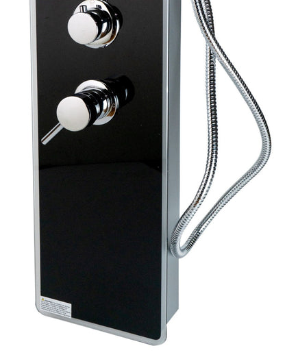 Black Glass Shower Panel with 2 Body Sprays and Rain Shower Head by Alfi