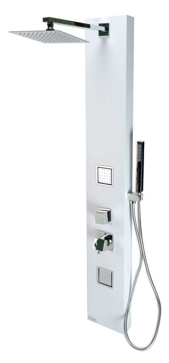 White Aluminum Shower Panel with 2 Body Sprays and Rain Shower Head by Alfi