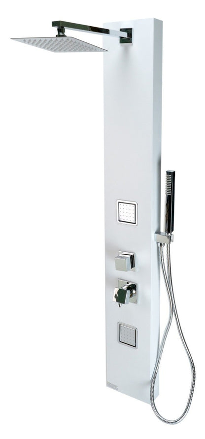 White Aluminum Shower Panel with 2 Body Sprays and Rain Shower Head by Alfi