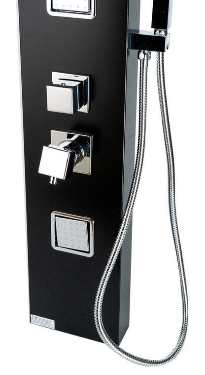 Black Aluminum Shower Panel with 2 Body Sprays and Rain Shower Head by Alfi