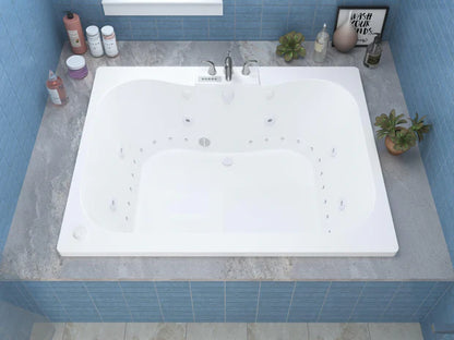 Neptune 48 x 60 Rectangular Air and Whirlpool Jetted Bathtub in White with Reversible Drain