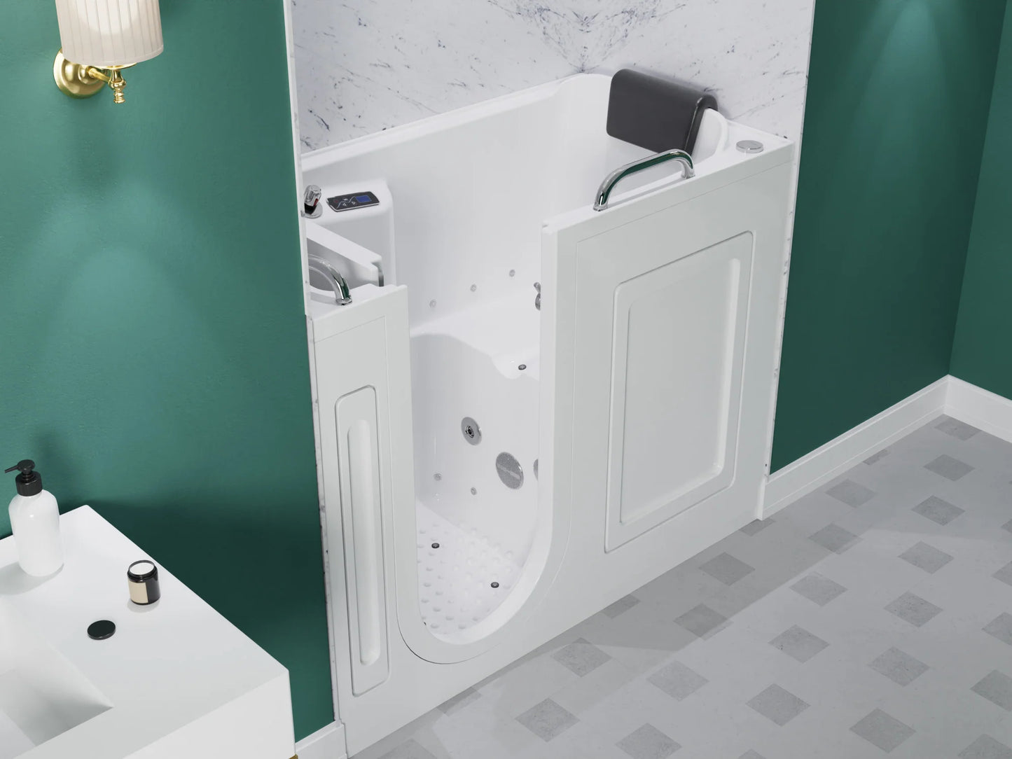 27 in. x 53 in. Left Drain Walk-In Whirlpool and Air Tub with Total Spa Suite in White
