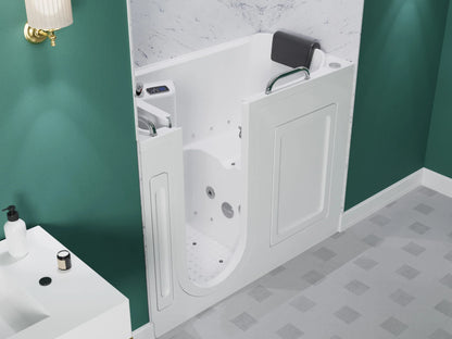 27 in. x 53 in. Left Drain Walk-In Whirlpool and Air Tub with Total Spa Suite in White