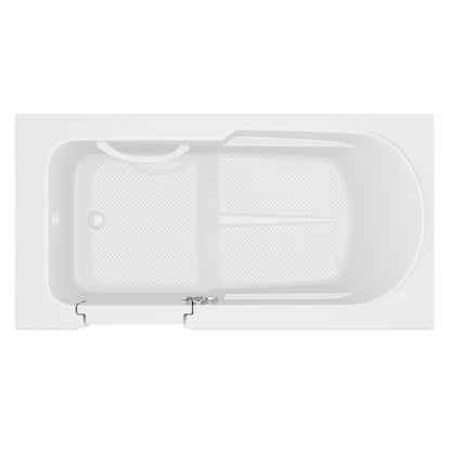 Meditub Collection 30x59 left-side drain jetted bathtub, white, by Tranquil Bath Co. Alcove tub with wide swing door