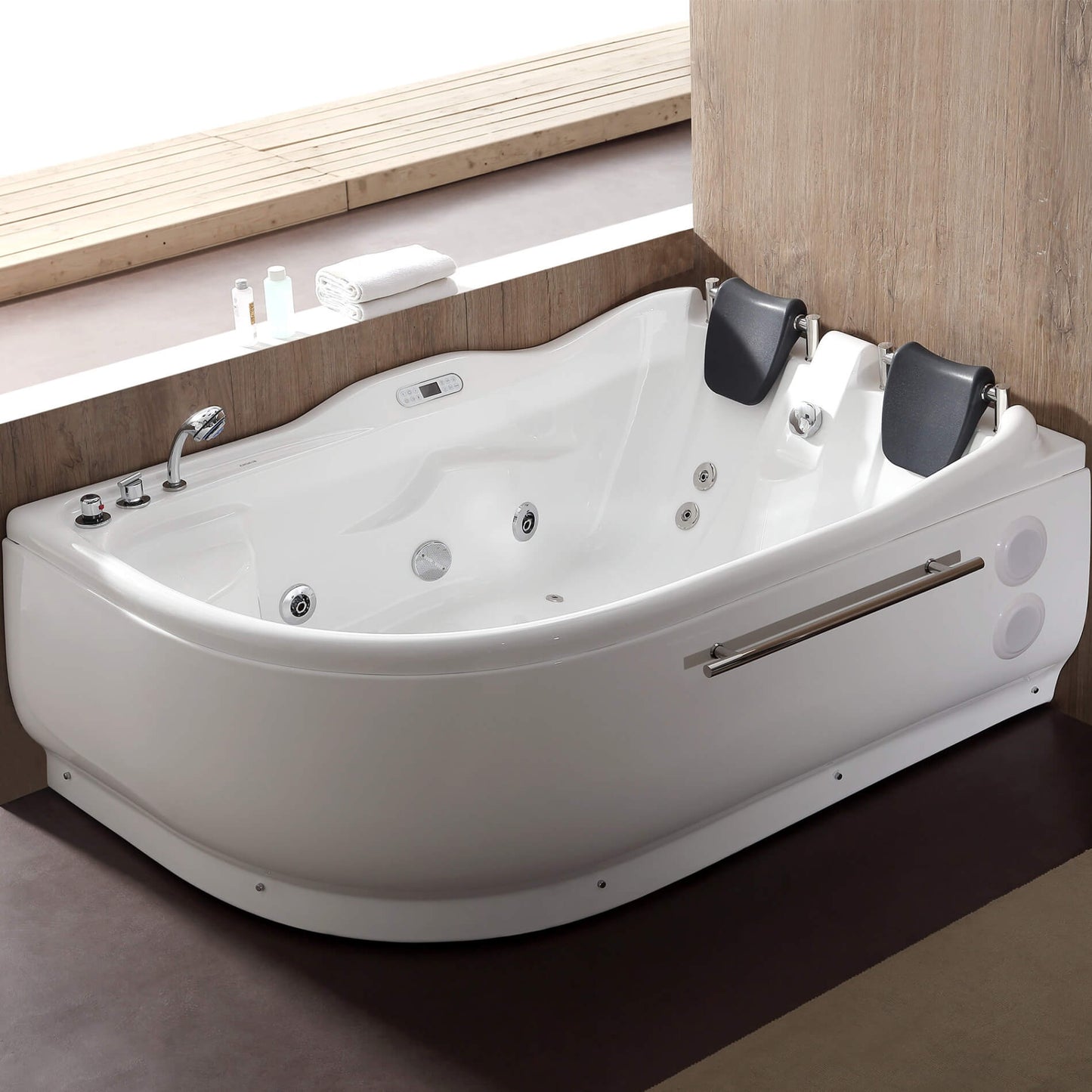 t Right Drain Corner, White Whirlpool Bathtub for Two by Eago
