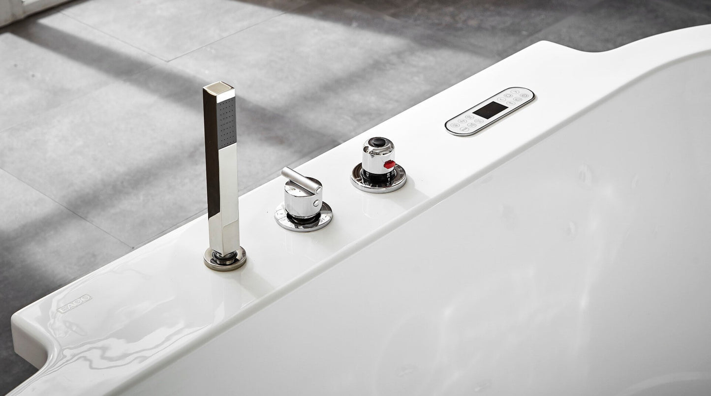 Classic White Whirlpool Bathtub With Fixtures by Alfi