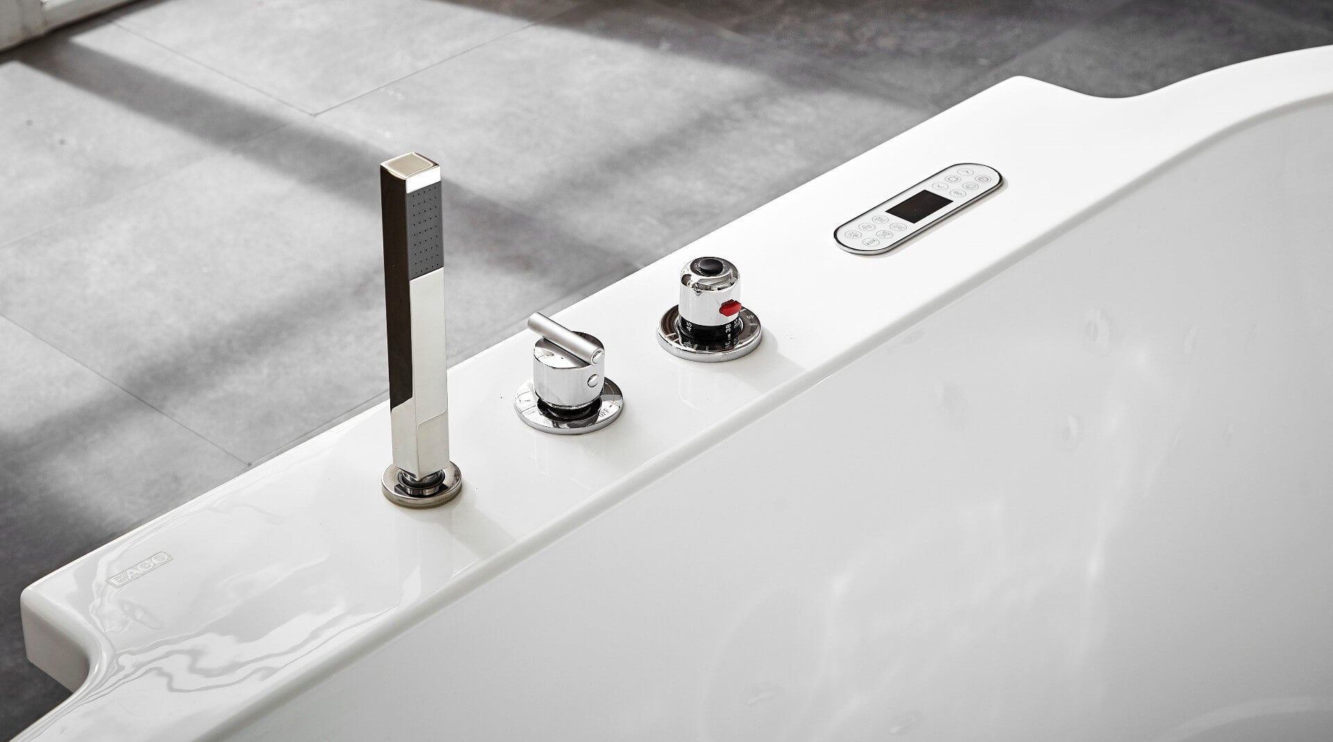 Classic White Whirlpool Bathtub With Fixtures by Alfi