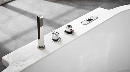 Classic White Whirlpool Bathtub With Fixtures by Alfi