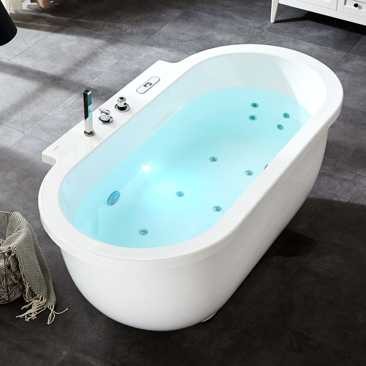 Classic White Whirlpool Bathtub With Fixtures by Alfi