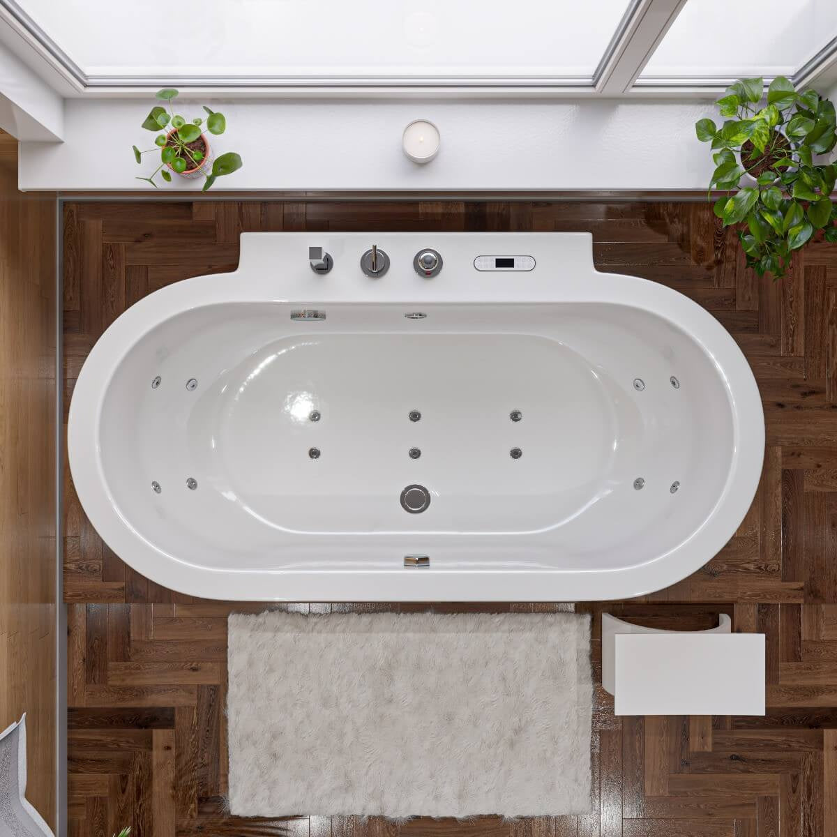 Classic White Whirlpool Bathtub With Fixtures by Alfi