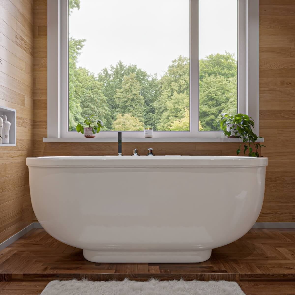 Classic White Whirlpool Bathtub With Fixtures by Alfi
