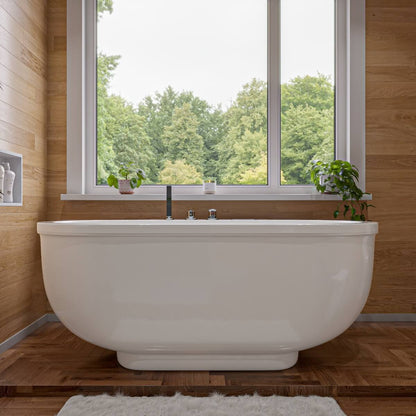 Classic White Whirlpool Bathtub With Fixtures by Alfi