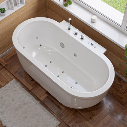 Classic White Whirlpool Bathtub With Fixtures by Alfi