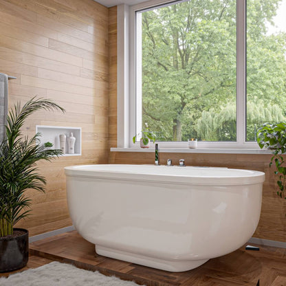 Classic White Whirlpool Bathtub With Fixtures by Alfi
