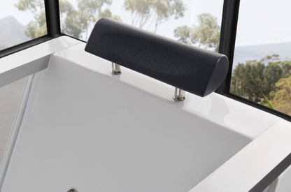 Beautiful Tempered Glass Front Panel Rectangular Acrylic Whirlpool Bathtub by Eago