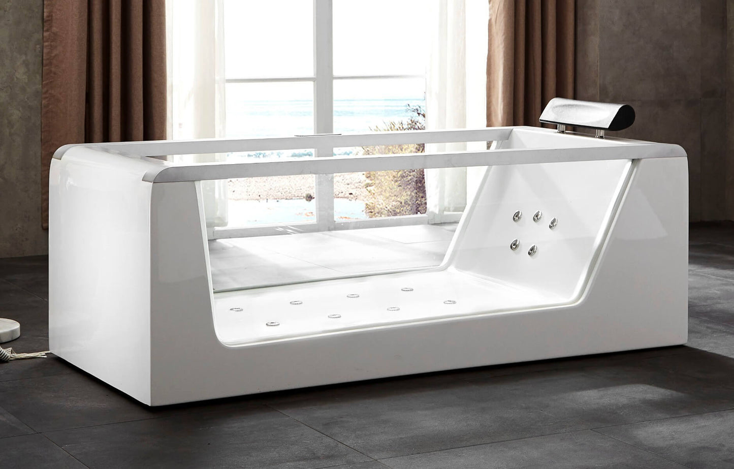 Clear Rectangular Whirlpool Bathtub by Eago