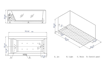 Clear Rectangular Whirlpool Bathtub by Eago