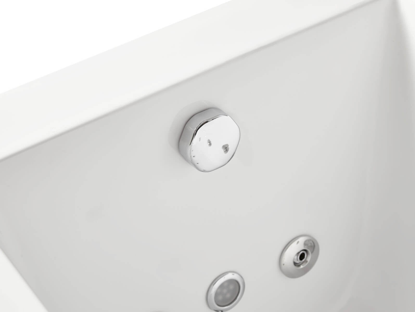 White Rectangular Whirlpool Bathtub, LED Lighting System by Eago