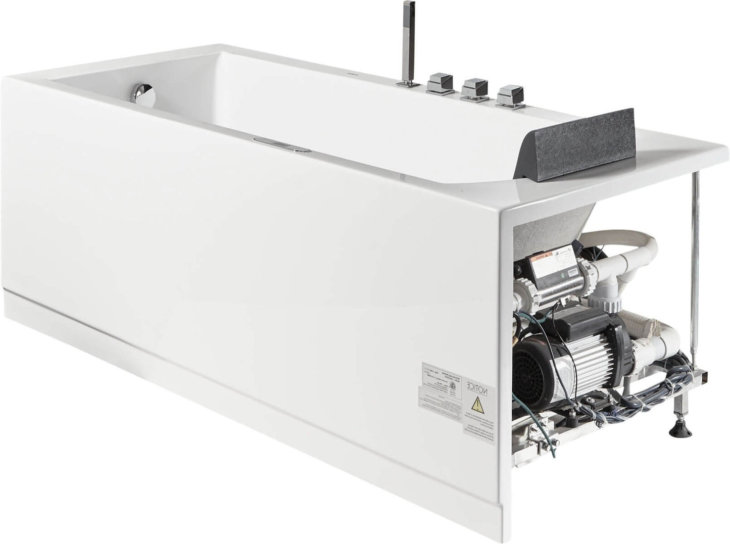 White Rectangular Whirlpool Bathtub, LED Lighting System by Eago