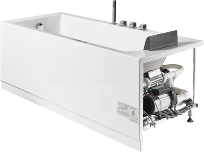 White Rectangular Whirlpool Bathtub, LED Lighting System by Eago