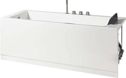 White Rectangular Whirlpool Bathtub, LED Lighting System by Eago