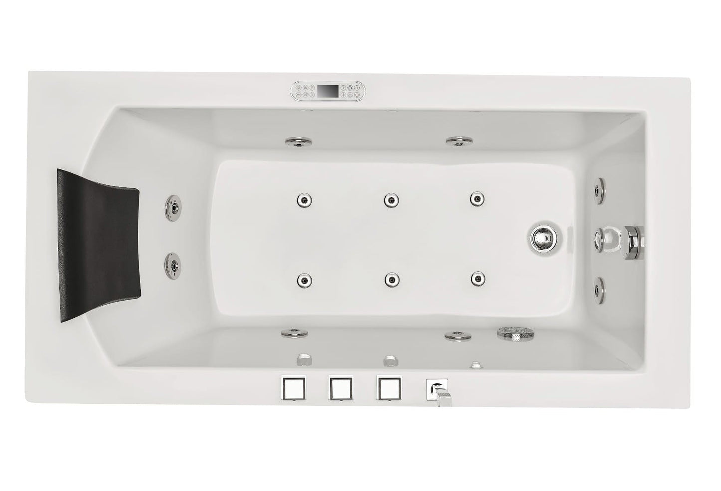 White Rectangular Whirlpool Bathtub, LED Lighting System by Eago