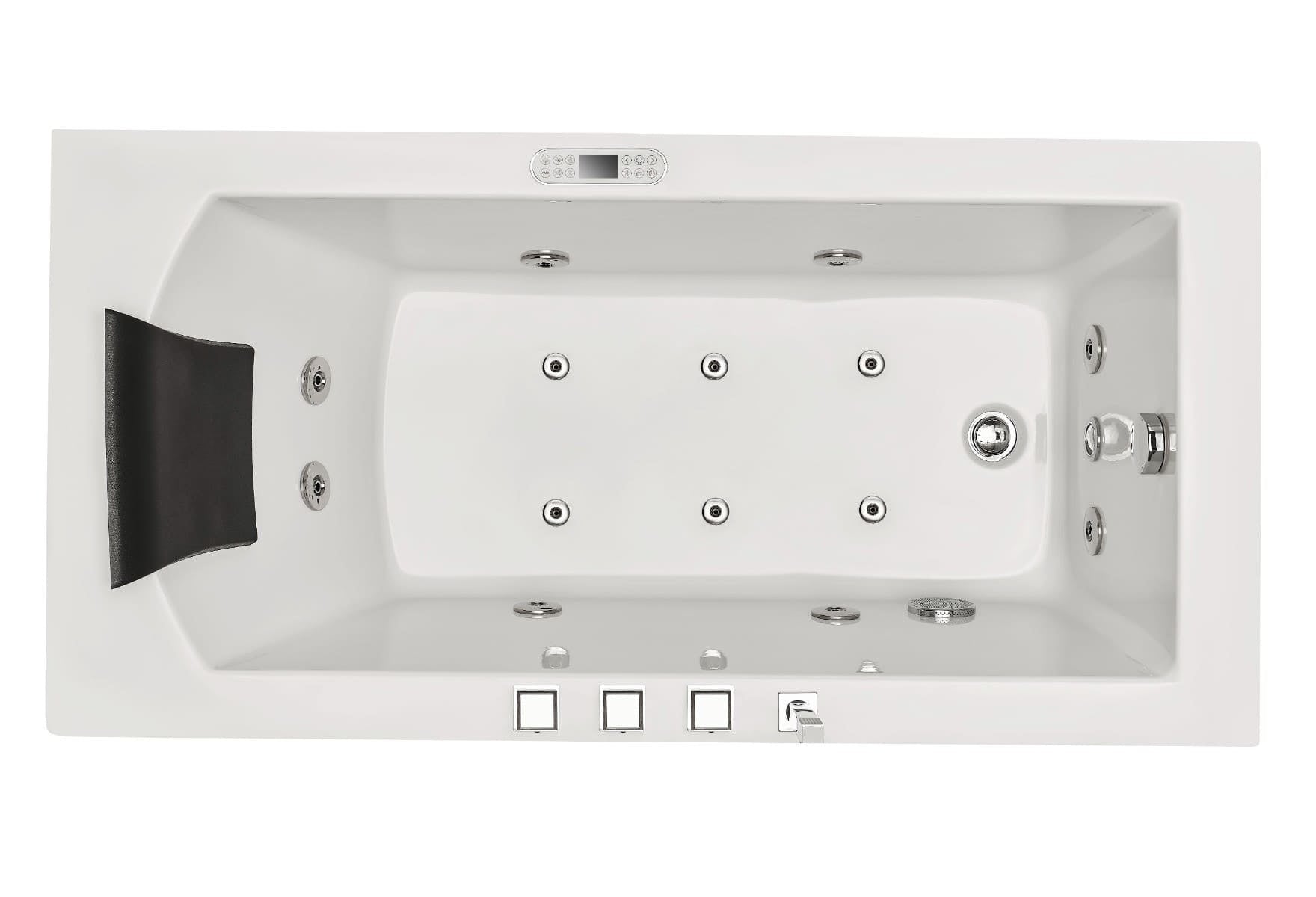 White Rectangular Whirlpool Bathtub, LED Lighting System by Eago
