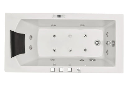 White Rectangular Whirlpool Bathtub, LED Lighting System by Eago