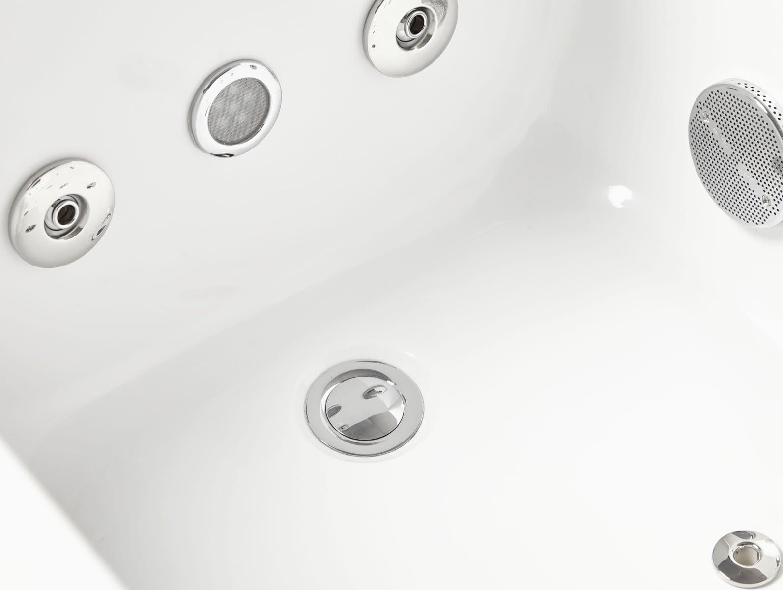 White Rectangular Whirlpool Bathtub, LED Lighting System by Eago