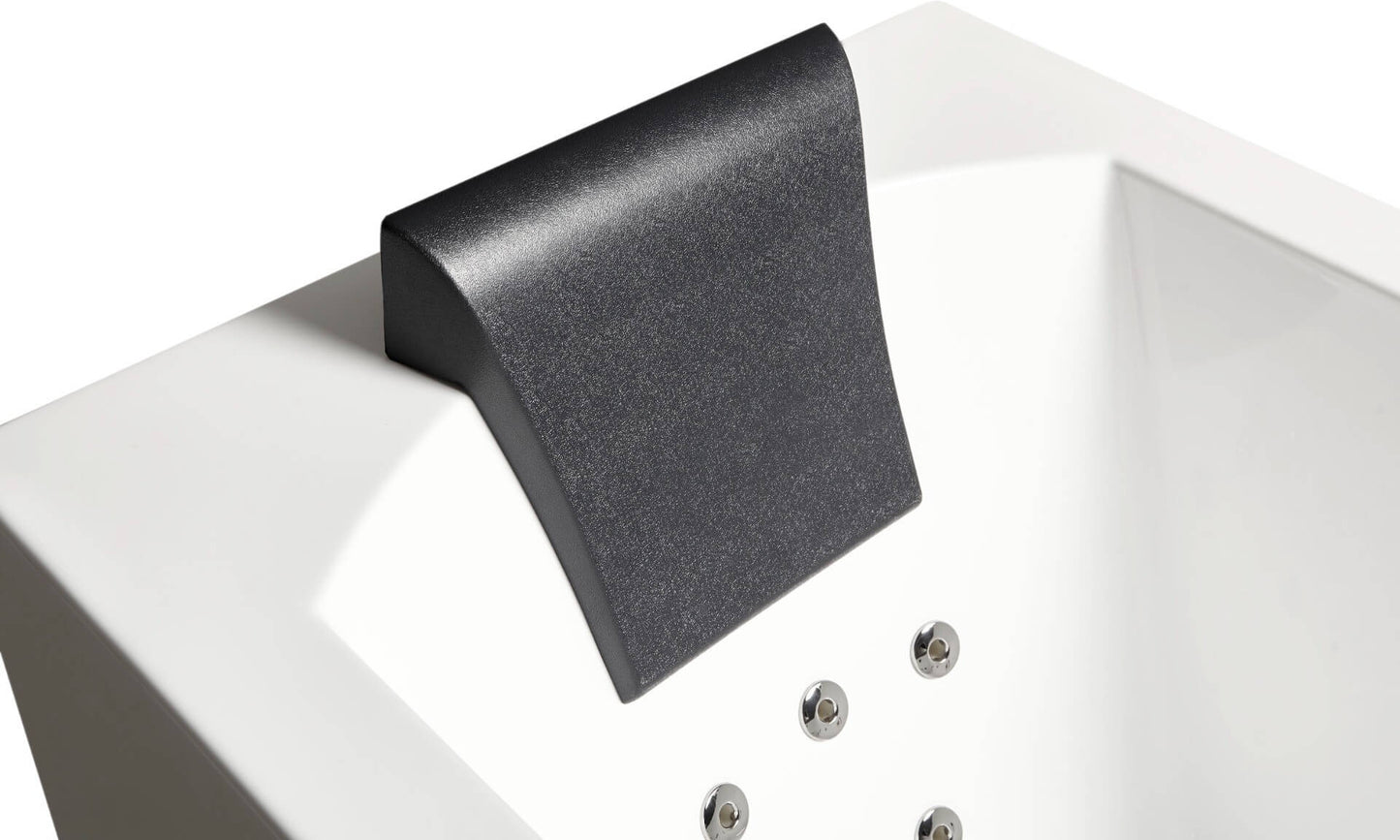 White Rectangular Whirlpool Bathtub w Fixtures by Eago