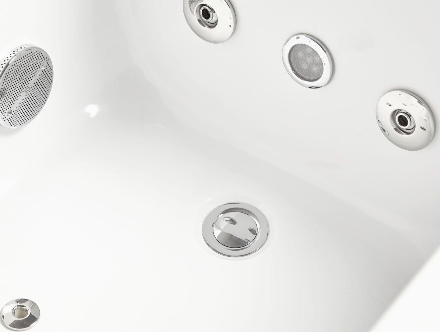 White Rectangular Whirlpool Bathtub w Fixtures by Eago