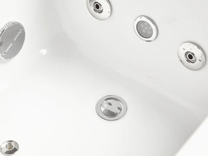 White Rectangular Whirlpool Bathtub w Fixtures by Eago