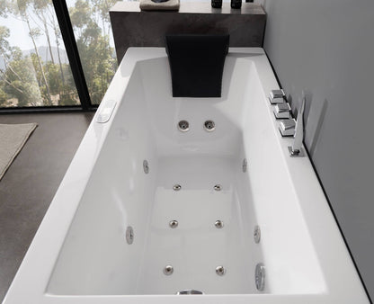 White Rectangular Whirlpool Bathtub w Fixtures by Eago