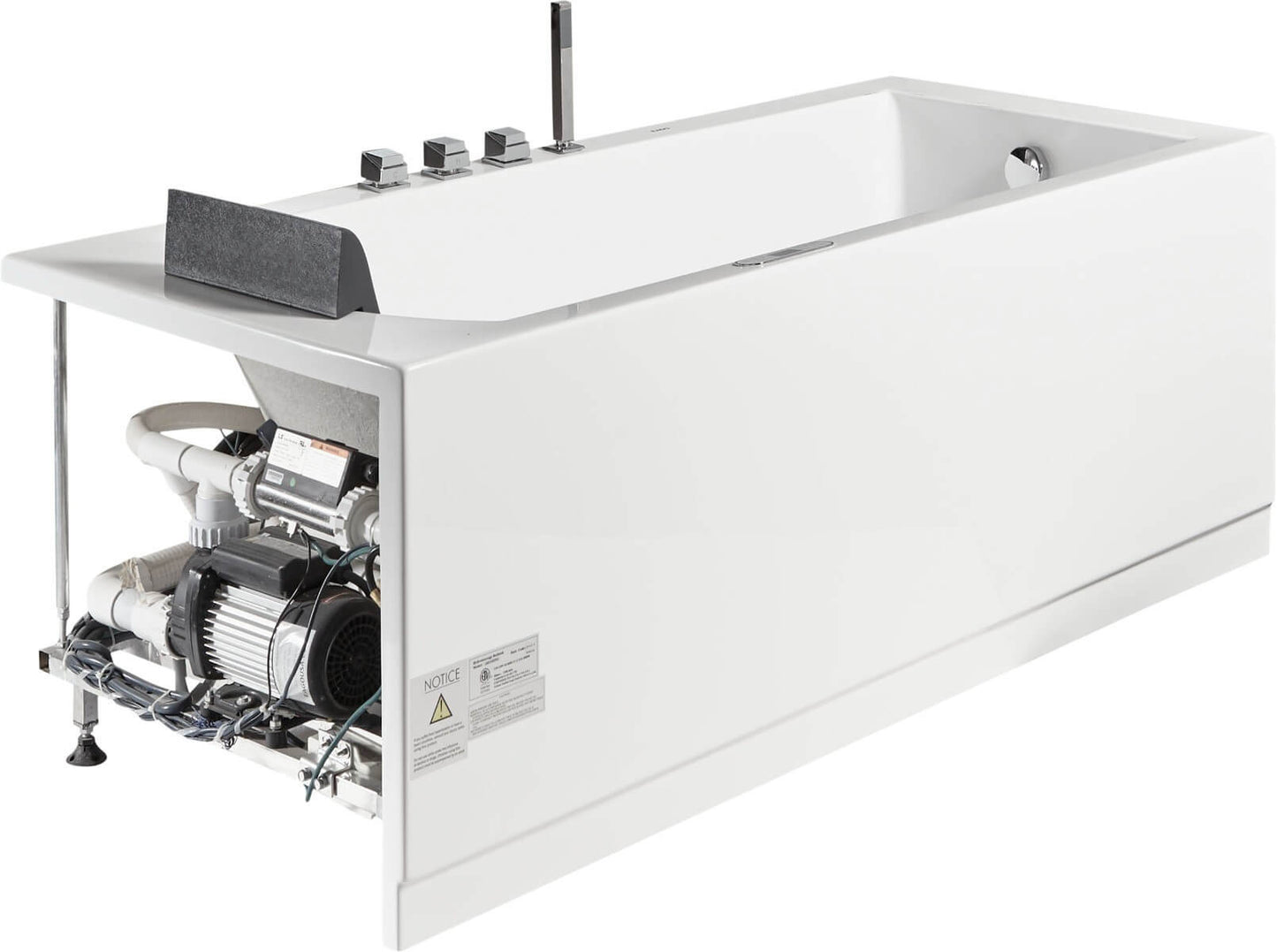 White Rectangular Whirlpool Bathtub w Fixtures by Eago