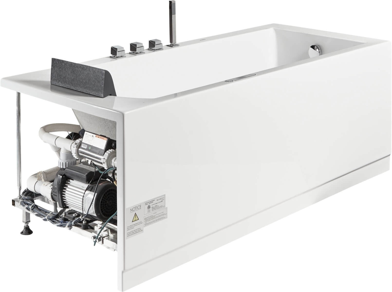 White Rectangular Whirlpool Bathtub w Fixtures by Eago