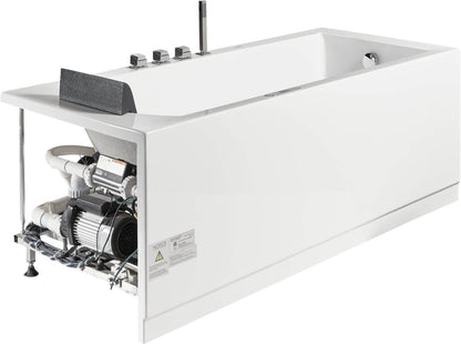 White Rectangular Whirlpool Bathtub w Fixtures by Eago