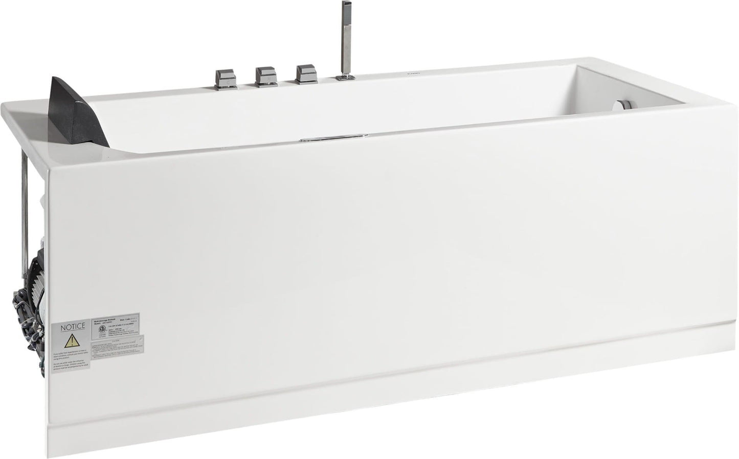 White Rectangular Whirlpool Bathtub w Fixtures by Eago
