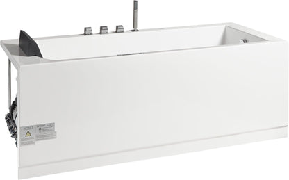 White Rectangular Whirlpool Bathtub w Fixtures by Eago