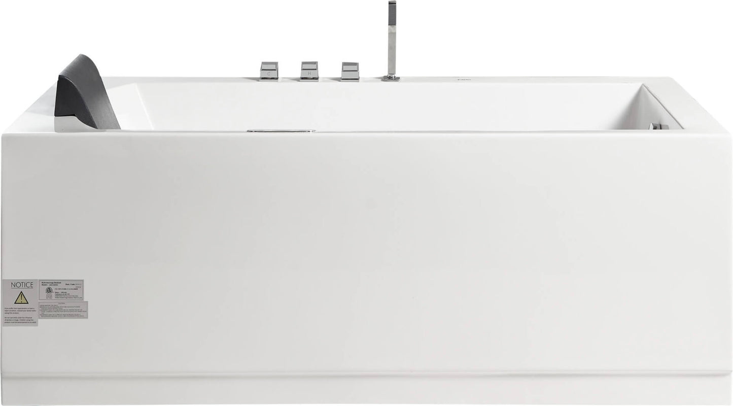 White Rectangular Whirlpool Bathtub w Fixtures by Eago