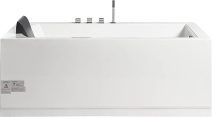 White Rectangular Whirlpool Bathtub w Fixtures by Eago