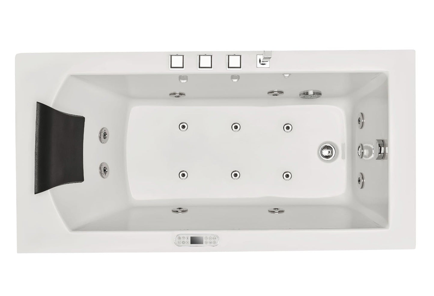 White Rectangular Whirlpool Bathtub w Fixtures by Eago