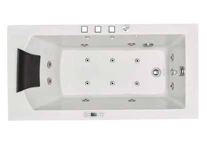 White Rectangular Whirlpool Bathtub w Fixtures by Eago