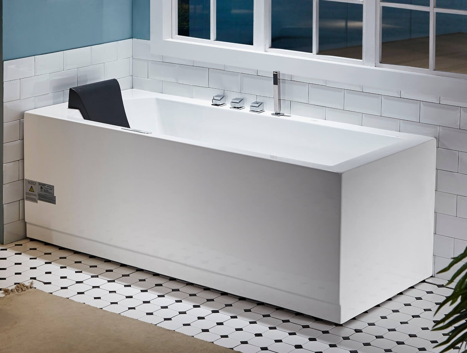 White Rectangular Whirlpool Tub with Fixtures by Eago