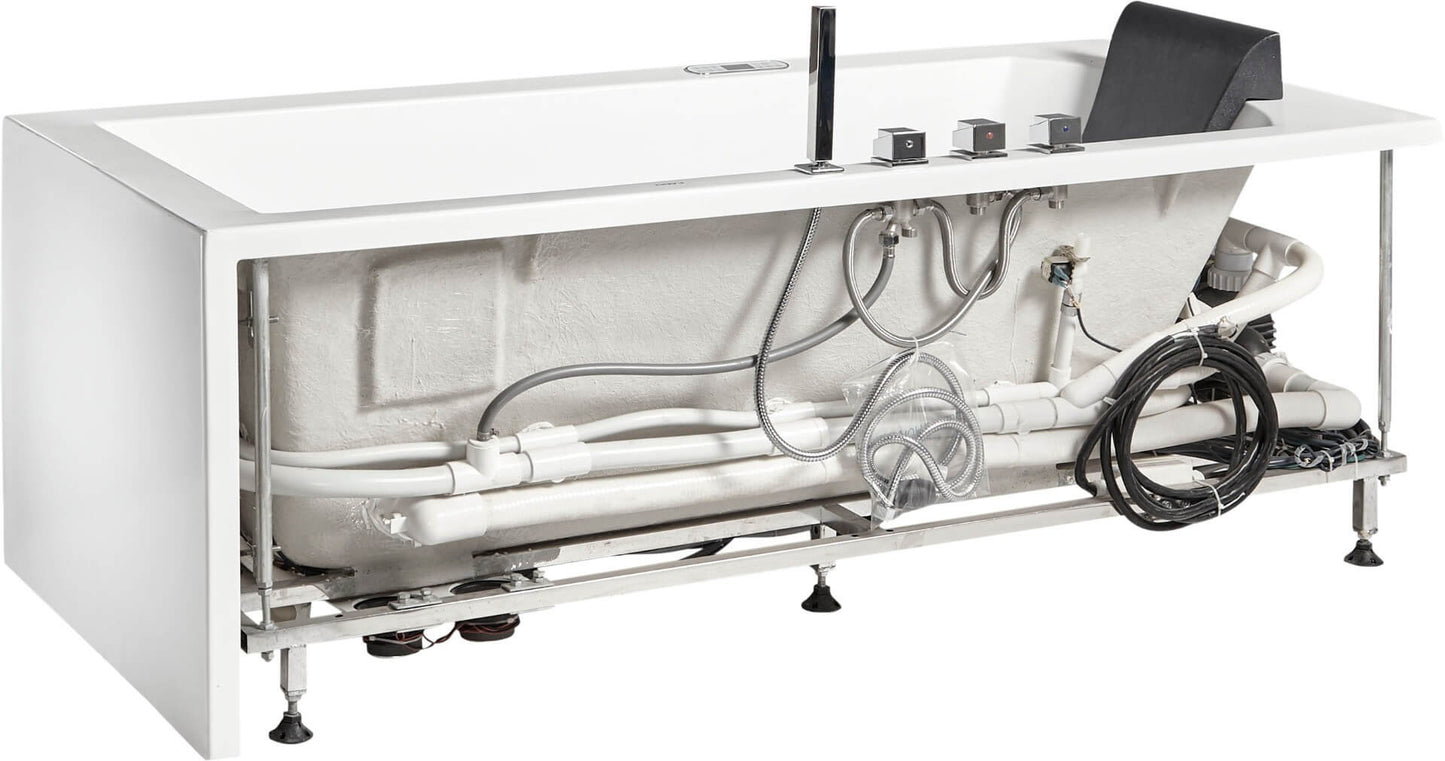 White Rectangular Whirlpool Tub with Fixtures by Eago