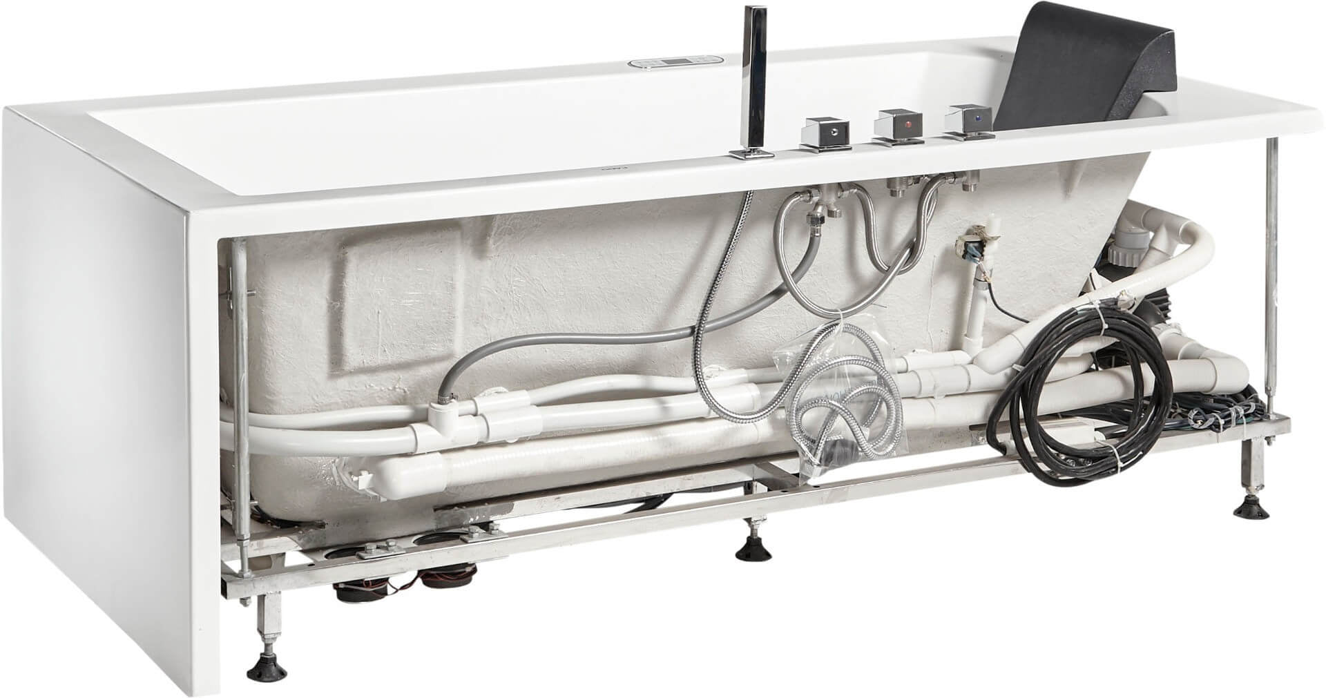 White Rectangular Whirlpool Tub with Fixtures by Eago