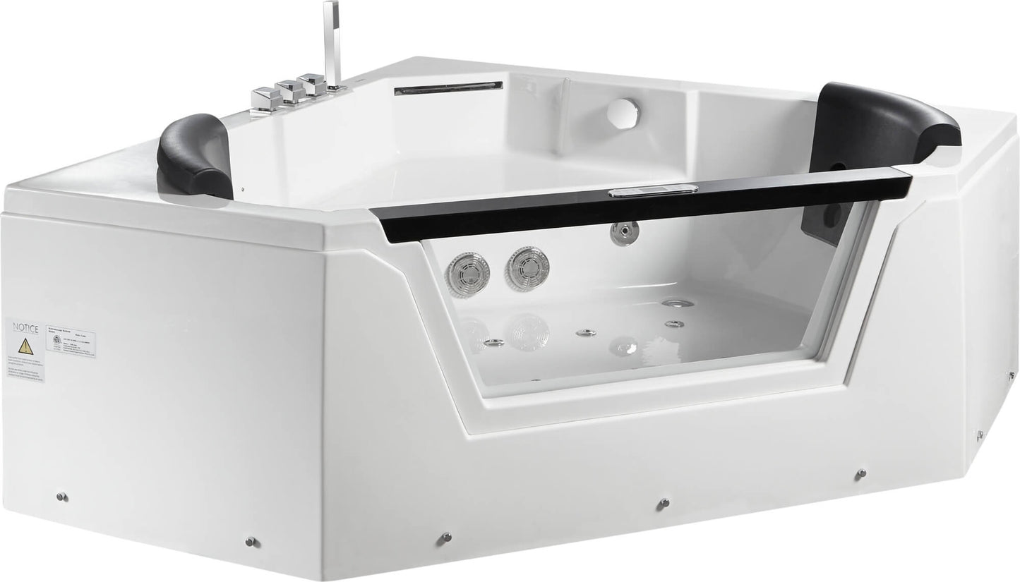 Clear Corner Acrylic Whirlpool Bathtub for Two by Eago