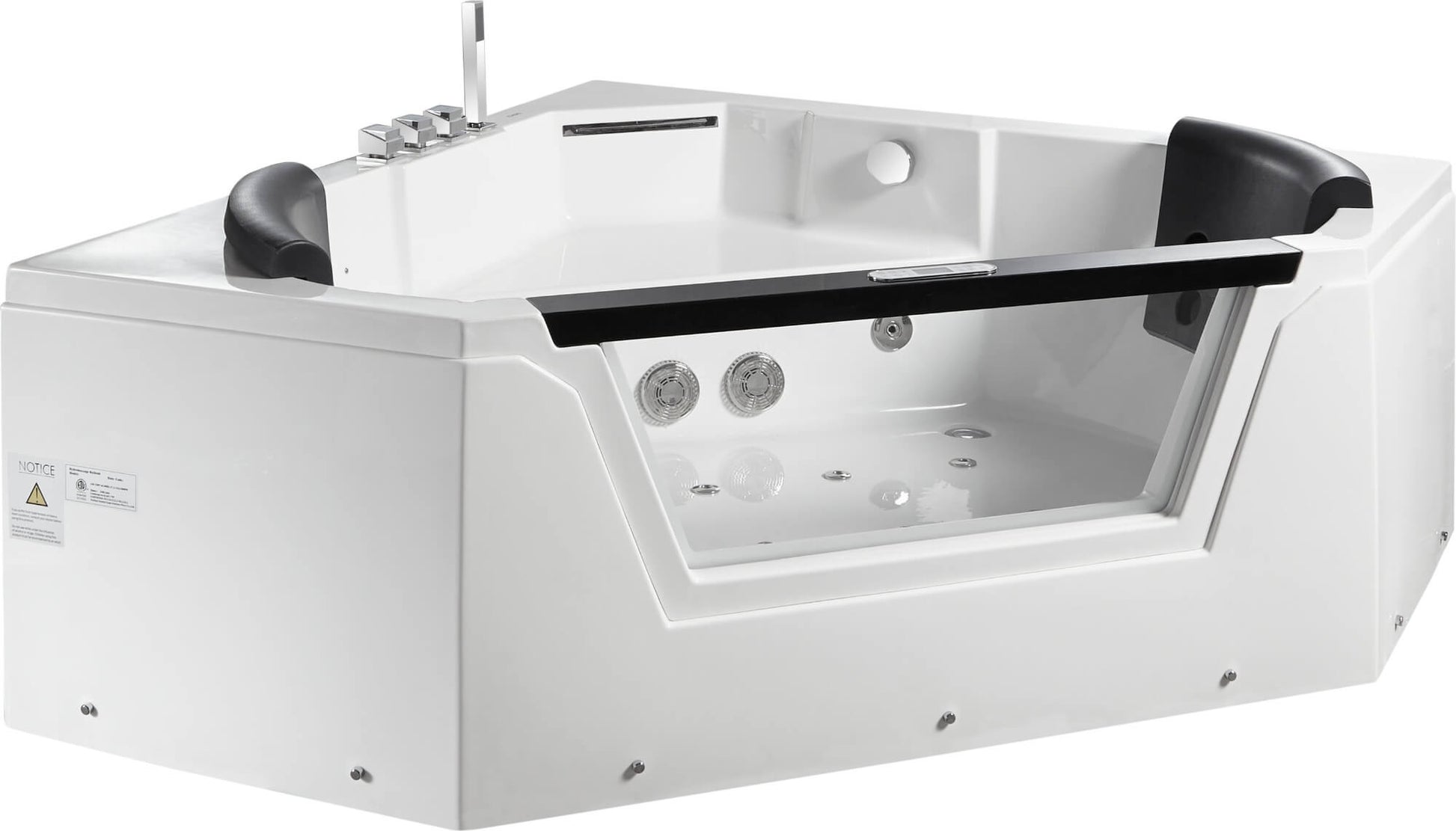 Clear Corner Acrylic Whirlpool Bathtub for Two by Eago