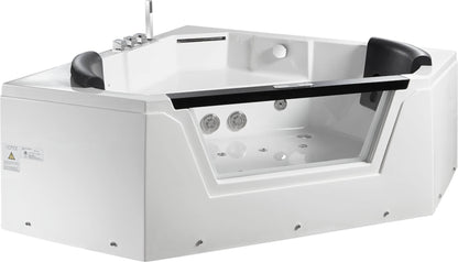 Clear Corner Acrylic Whirlpool Bathtub for Two by Eago